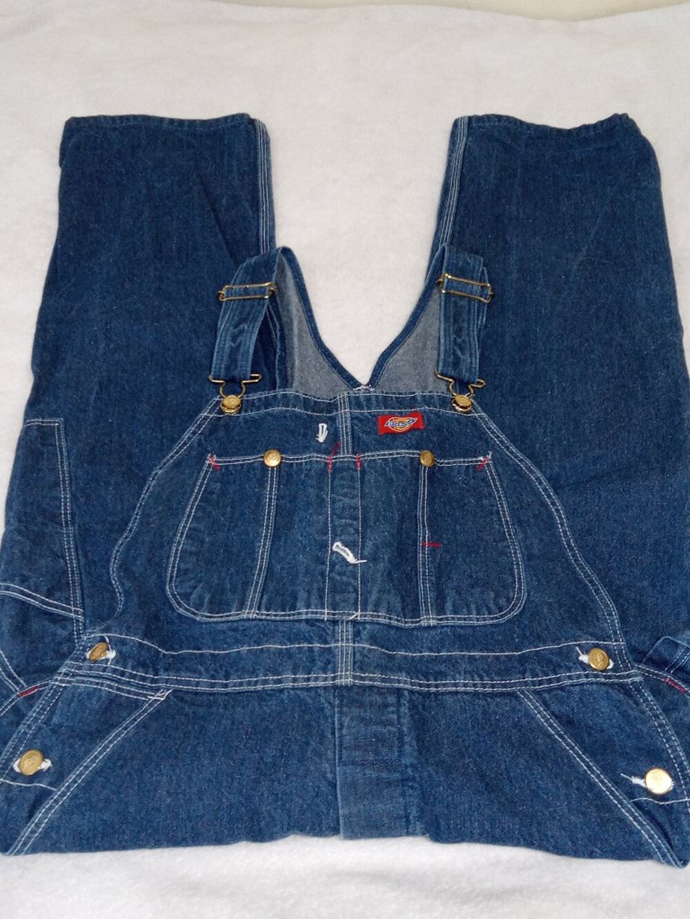 Vintage Dickies Denim Carpenter Overalls Mens 32x30 Made USA Workwear Blue